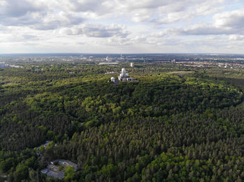 High angle view of townscape against sky