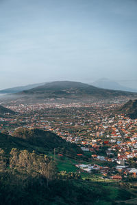 Aerial view of townscape against sky