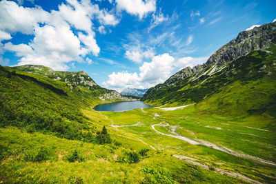 Scenic view of mountains against sky