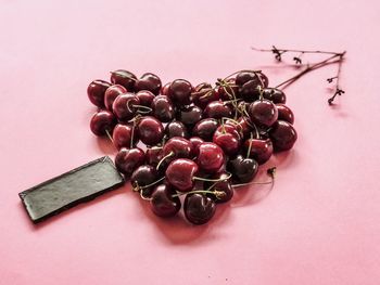 High angle view of berries on table