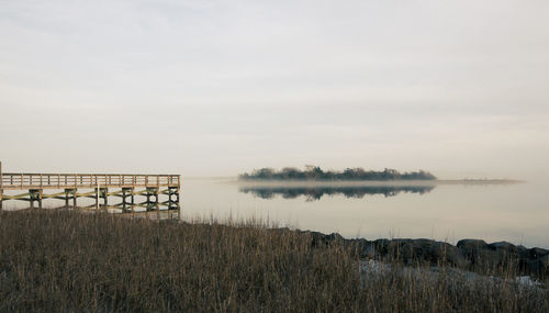 Scenic view of water against sky