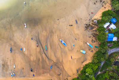 High angle view of cars on beach