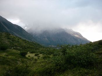 Scenic view of mountains against sky