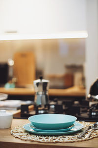 Close-up of coffee cup on table