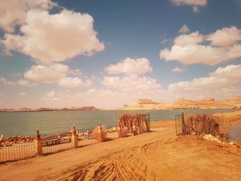 Scenic view of beach against sky