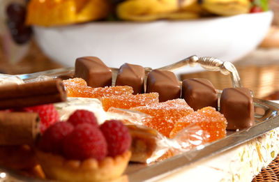 Close-up of dessert on table