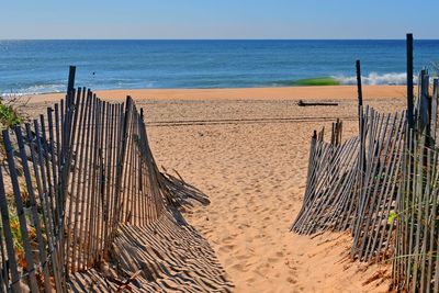 Storm fence on beach, long island