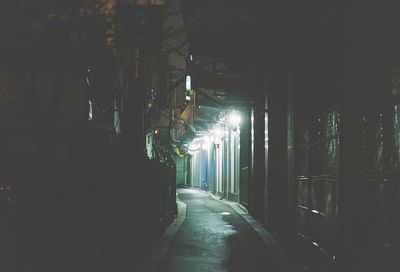 Illuminated street lights at night