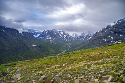 Scenic view of mountains against sky