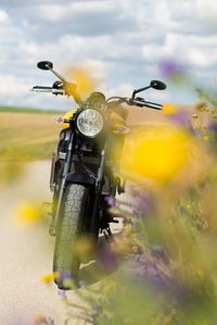 Close-up of bicycle on road