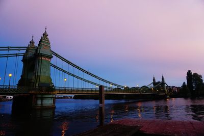 View of suspension bridge at night