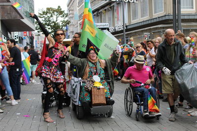 People on street in city