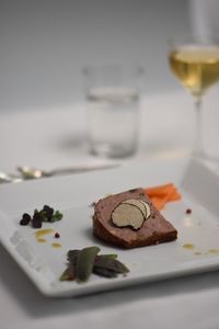 Close-up of breakfast served on table