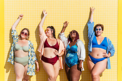 High angle view of women in boat