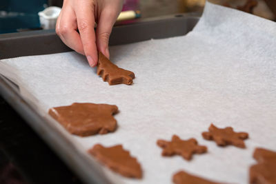 Cropped image of person preparing cookies on table