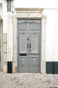 Closed door of building