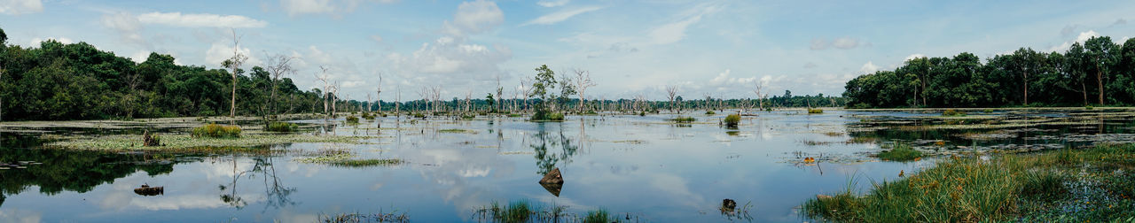 Panoramic view of lake against sky