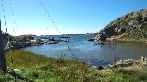 Scenic view of sea against clear sky