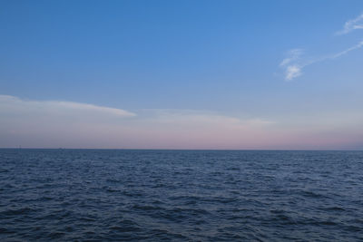 Scenic view of sea against blue sky