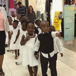 Children standing in corridor