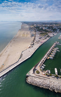 High angle view of beach against sky