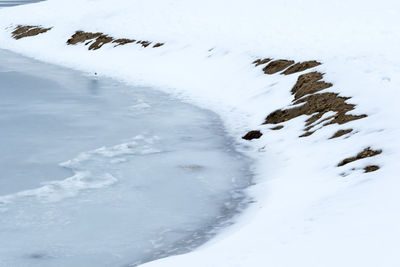 Close-up of snow against sky