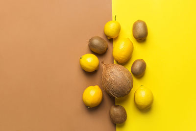 High angle view of fruits on table