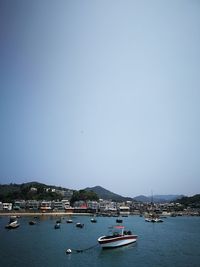 Boats moored in harbor