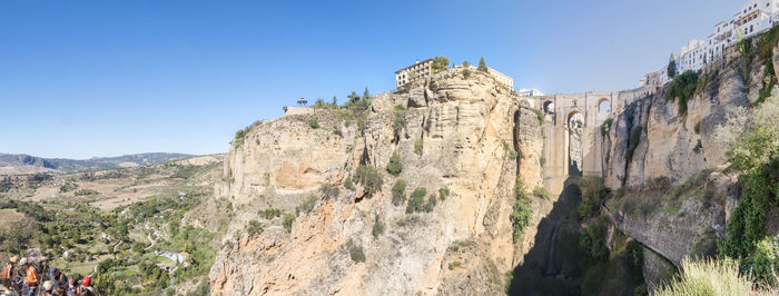 Low angle view of rock formations
