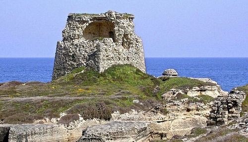 Scenic view of sea against clear sky