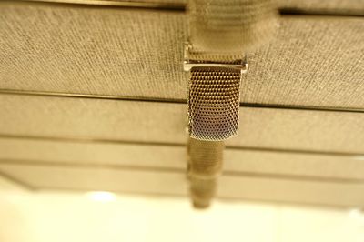 High angle view of pipes on table