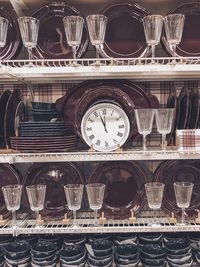 Close-up of glass of clock