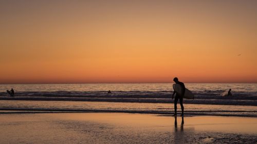 Scenic view of sea at sunset