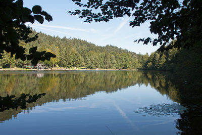 Scenic view of lake against sky