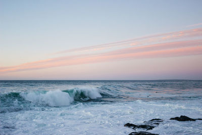Scenic view of sea against sky during sunset