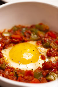 Close-up of breakfast served on table