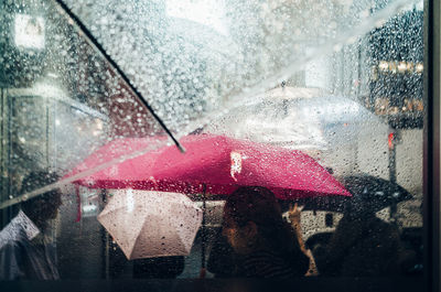 Close-up of wet window in rainy season