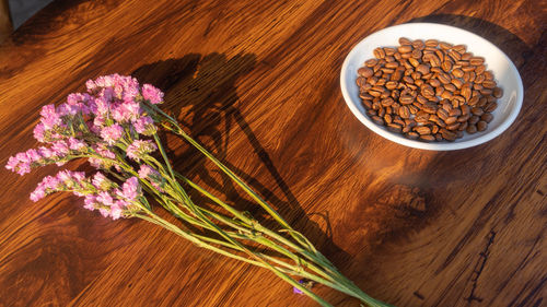 High angle view of potted plant on table