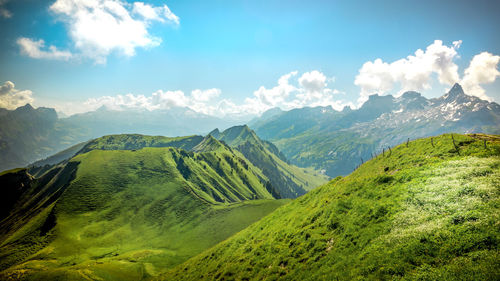 Panoramic view of mountains against sky