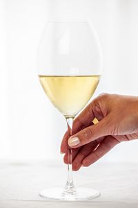 Close-up of hand holding wineglass