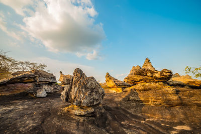 Stack of rocks against sky