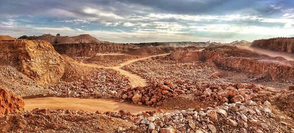 Panoramic view of desert against sky