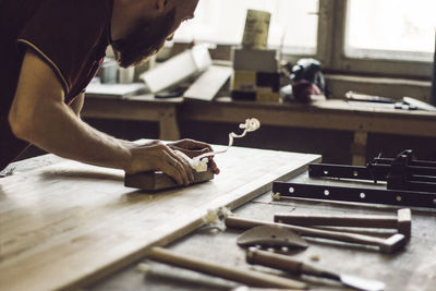 Man working on table