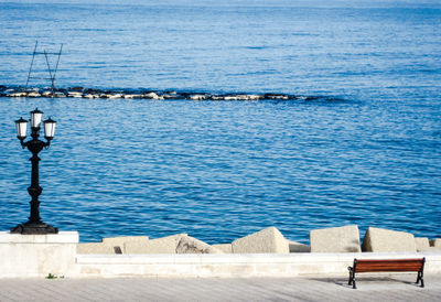 Scenic view of sea against blue sky