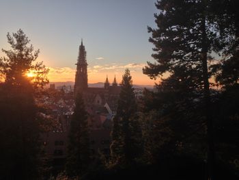 View of sunset over freiburg