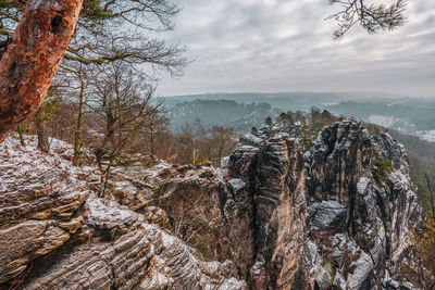 Panoramic view of the elbe sandstone mountains, germany.