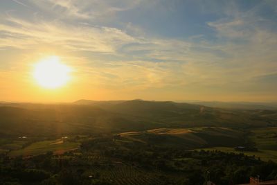 Scenic view of landscape against sky during sunset