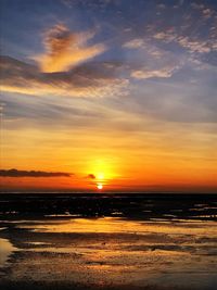 Scenic view of sea against dramatic sky