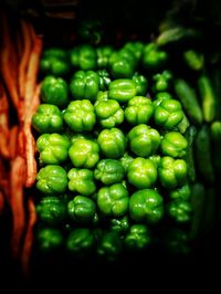 Close-up of green chili peppers