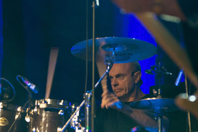 High angle view of man in music concert